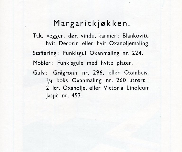 Margarit kjøkken beskrivelse Alf Bjercke