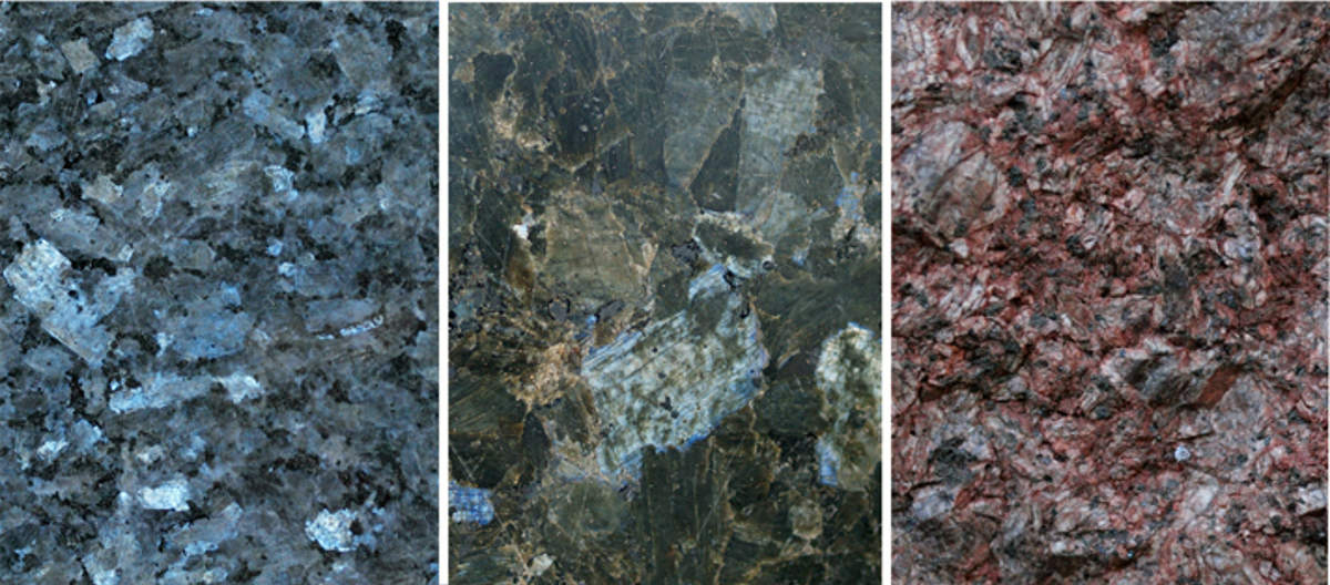 Varisjoner i larvikitt. Foto: Tom Andersen