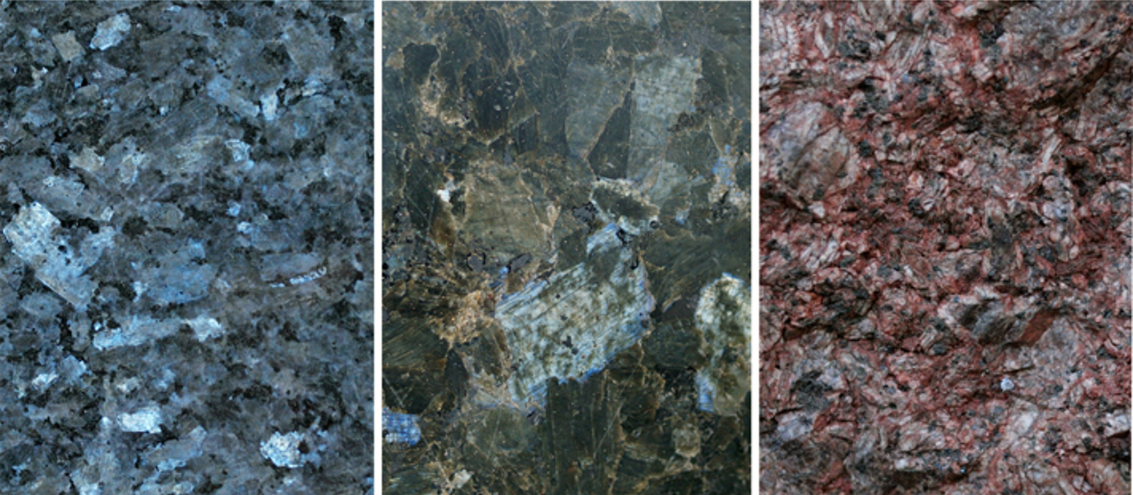 Varisjoner i larvikitt. Foto: Tom Andersen