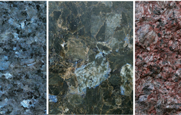 Varisjoner i larvikitt. Foto: Tom Andersen