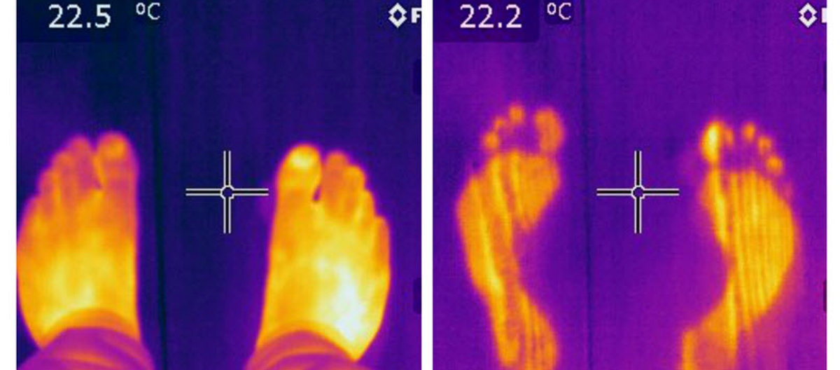 Termografikameraet visualiserer infrarød stråling. Dermed «ser» en temperaturforskjeller. Foto: Bjørge Sandberg-Kristoffersen