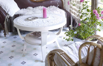 Historiske gulvfliser, Portogisisk blomst. Gamletrehus.com. Foto: Sturla Bakken