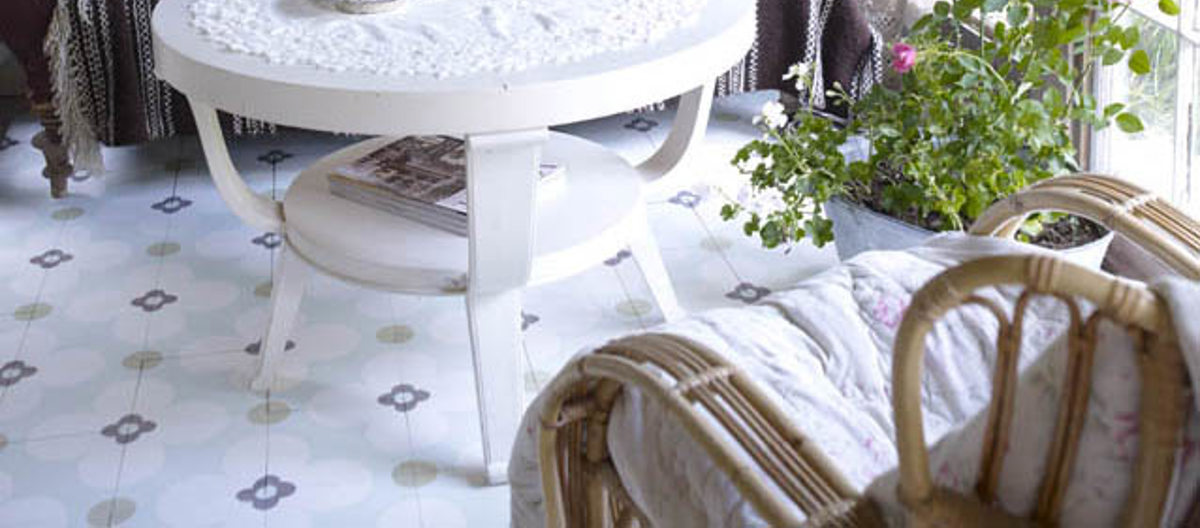 Historiske gulvfliser, Portogisisk blomst. Gamletrehus.com. Foto: Sturla Bakken