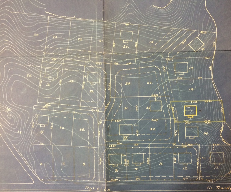 Kart over parsellene fra 1915. Ill: Trondheim kommune